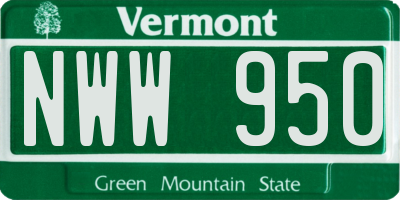 VT license plate NWW950