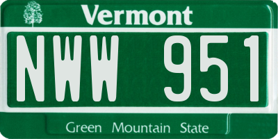 VT license plate NWW951