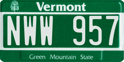 VT license plate NWW957