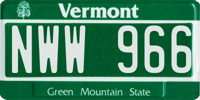 VT license plate NWW966