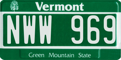 VT license plate NWW969