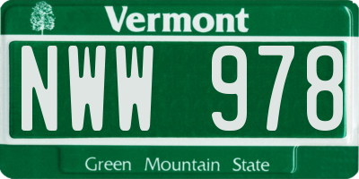 VT license plate NWW978