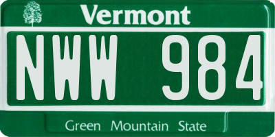 VT license plate NWW984