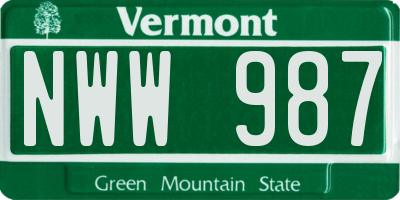 VT license plate NWW987