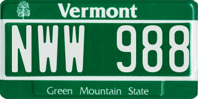 VT license plate NWW988