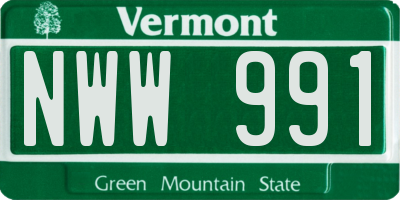 VT license plate NWW991