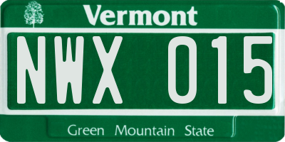 VT license plate NWX015