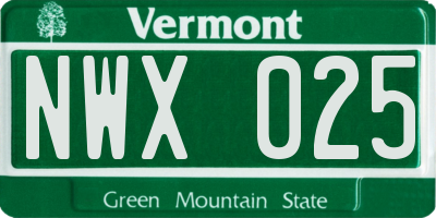 VT license plate NWX025