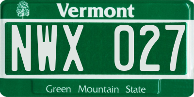 VT license plate NWX027
