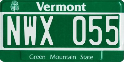 VT license plate NWX055