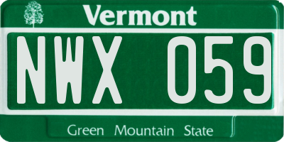 VT license plate NWX059