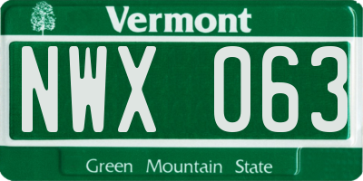 VT license plate NWX063