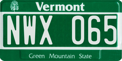 VT license plate NWX065