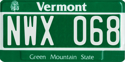 VT license plate NWX068
