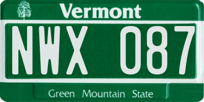 VT license plate NWX087