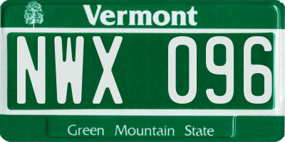 VT license plate NWX096