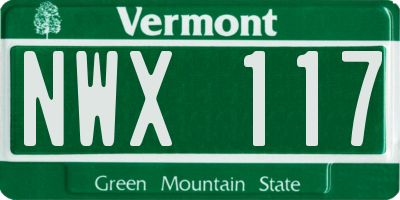 VT license plate NWX117