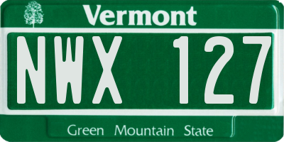 VT license plate NWX127
