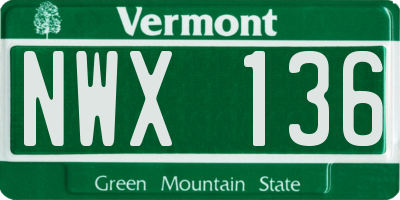 VT license plate NWX136