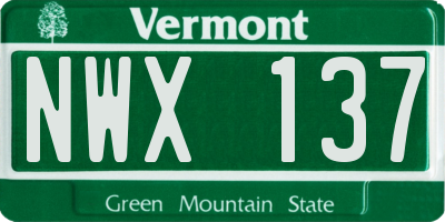 VT license plate NWX137