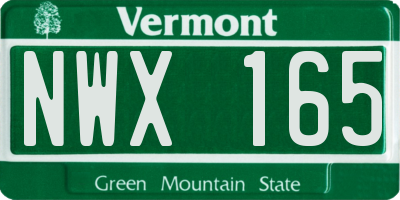 VT license plate NWX165