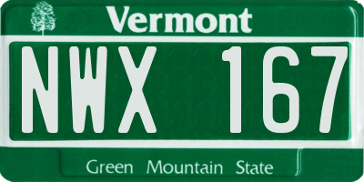 VT license plate NWX167