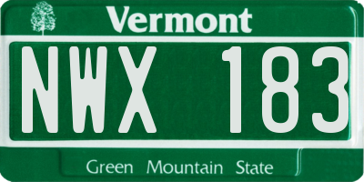 VT license plate NWX183
