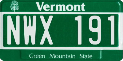VT license plate NWX191