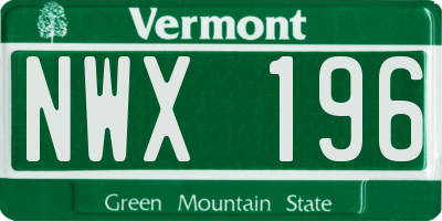 VT license plate NWX196