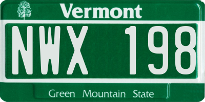 VT license plate NWX198