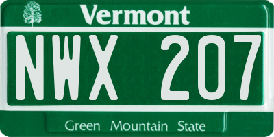 VT license plate NWX207