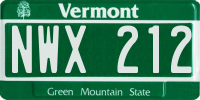 VT license plate NWX212