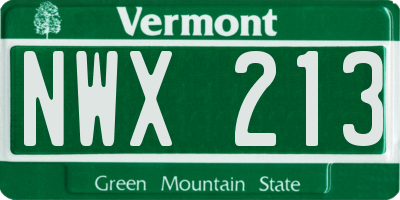 VT license plate NWX213