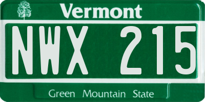 VT license plate NWX215
