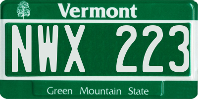 VT license plate NWX223