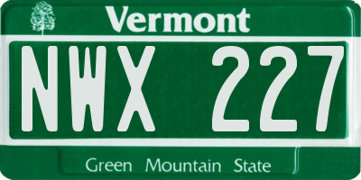 VT license plate NWX227