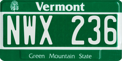 VT license plate NWX236