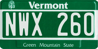 VT license plate NWX260
