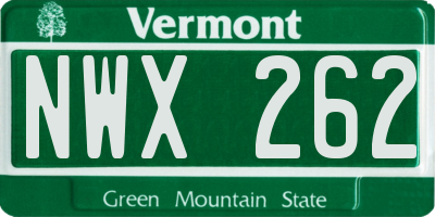 VT license plate NWX262