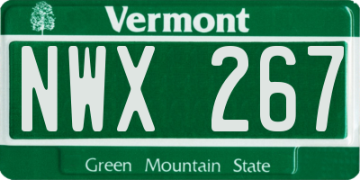 VT license plate NWX267
