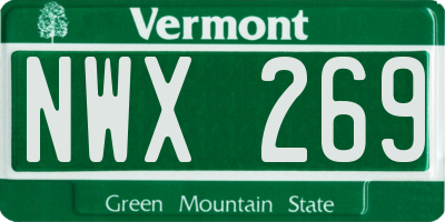 VT license plate NWX269