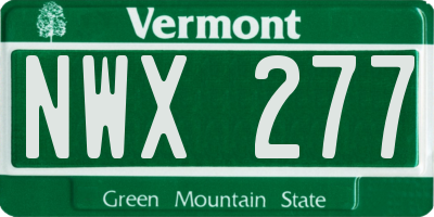 VT license plate NWX277