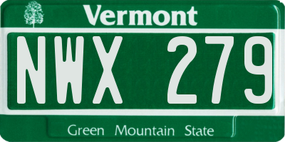 VT license plate NWX279