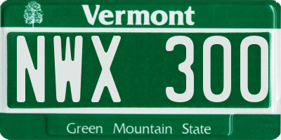 VT license plate NWX300