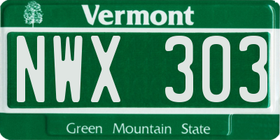 VT license plate NWX303