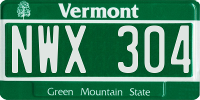 VT license plate NWX304