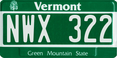 VT license plate NWX322