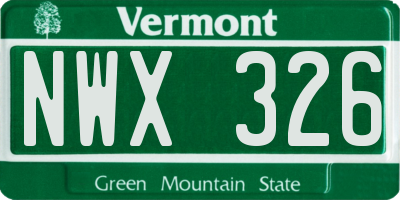 VT license plate NWX326