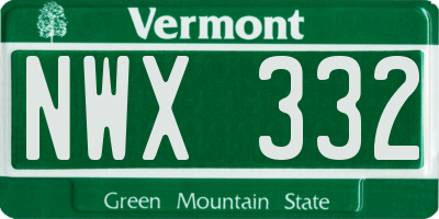 VT license plate NWX332