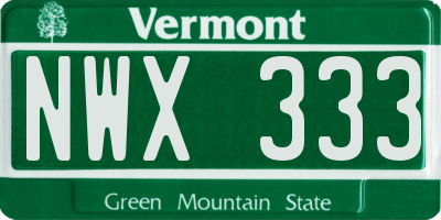 VT license plate NWX333